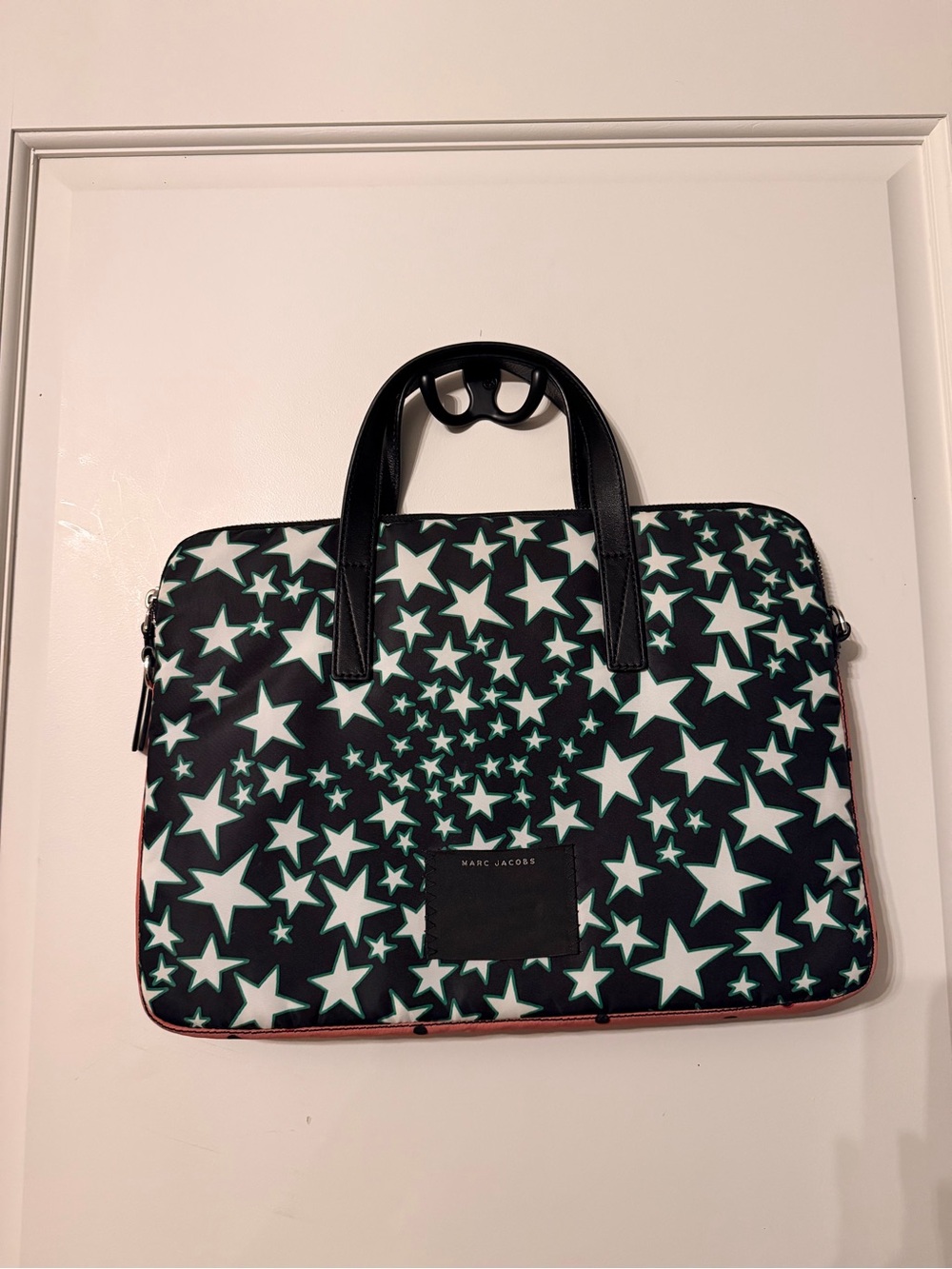 Marc Jacobs Black Star-Print Laptop Bag